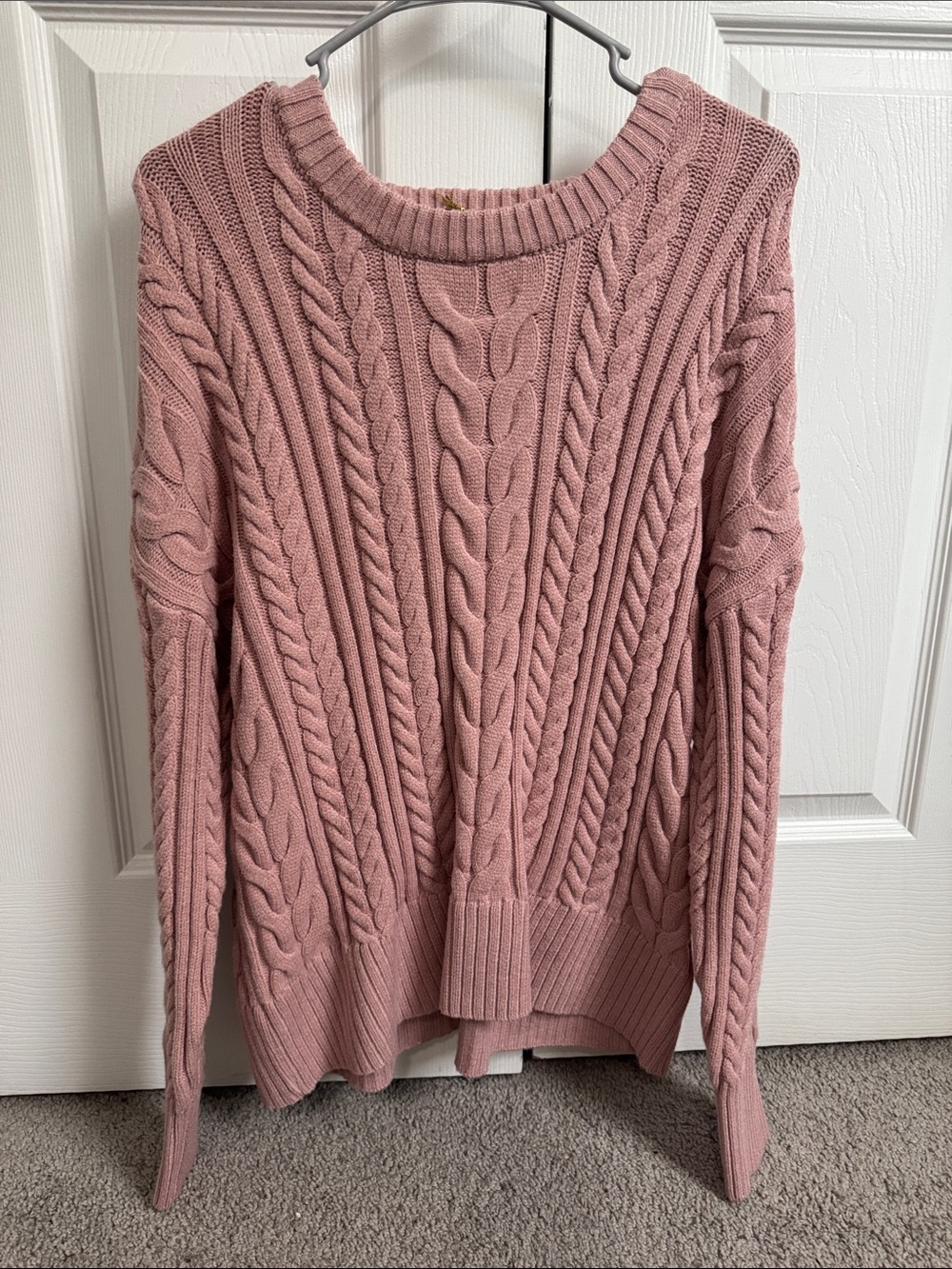 Philosophy Dusty Rose Cable Knit Crewneck Sweater